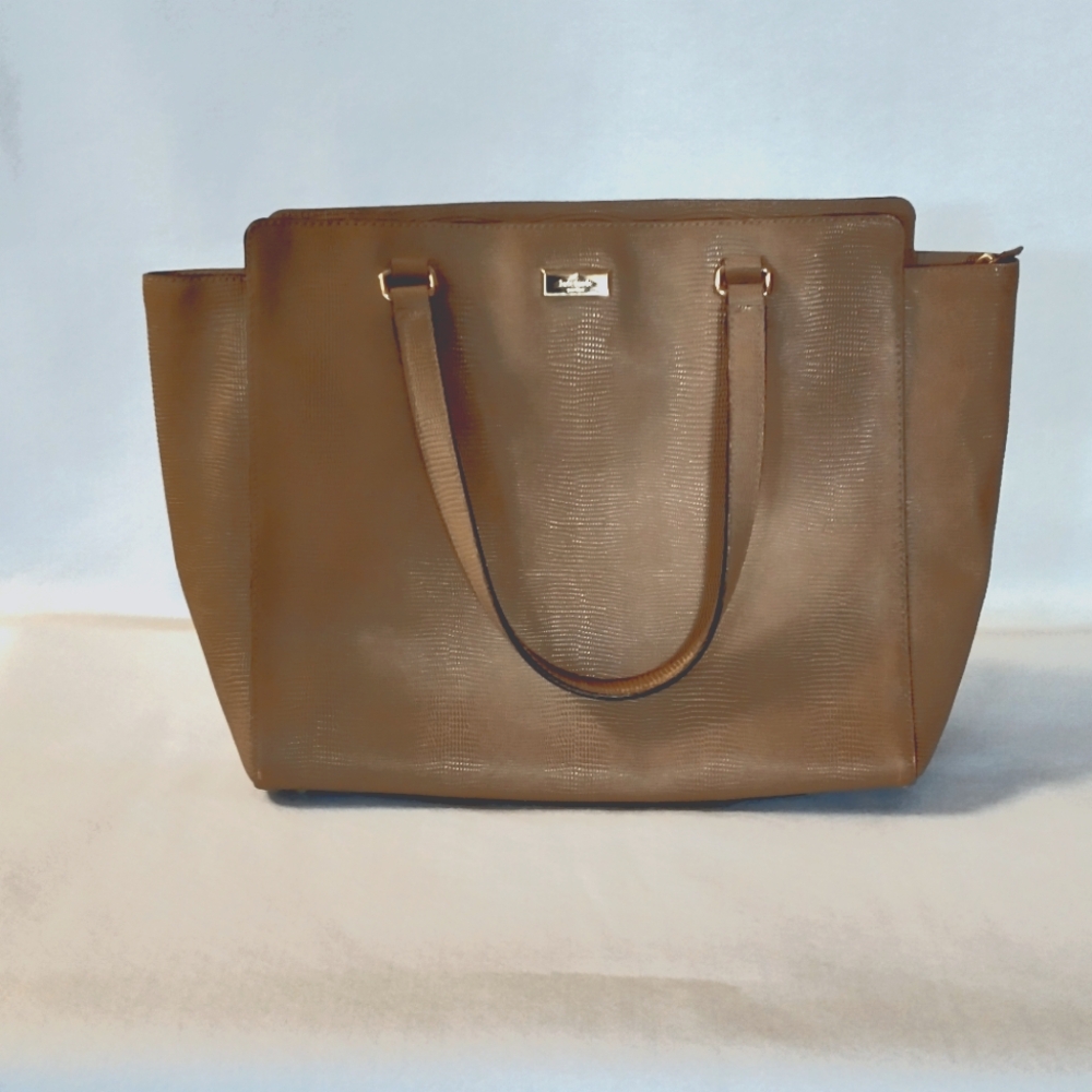 Kate Spade Leather Tote Large Taupe Snakeskin